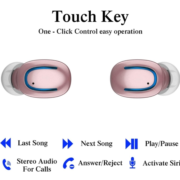 Mini Wireless Earbuds Bluetooth Headphones Touch Control V5.0 IPX8 Sweatproof - Picture 4 of 7